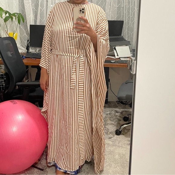 Striped Maxi Dress - Brown and White - Picture 2 of 7